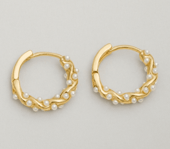 Pearl Twist Gold Hoop Earrings